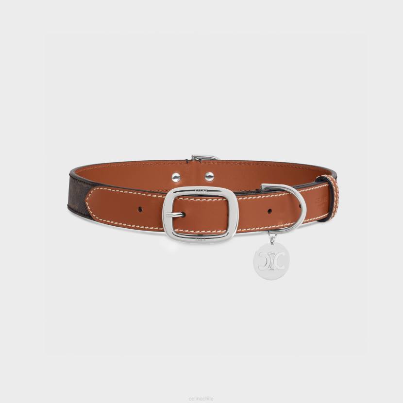 accesorios CELINE collar para perros ancho y grande de lona Triomphe y piel de becerro broncearse hombres NL481767