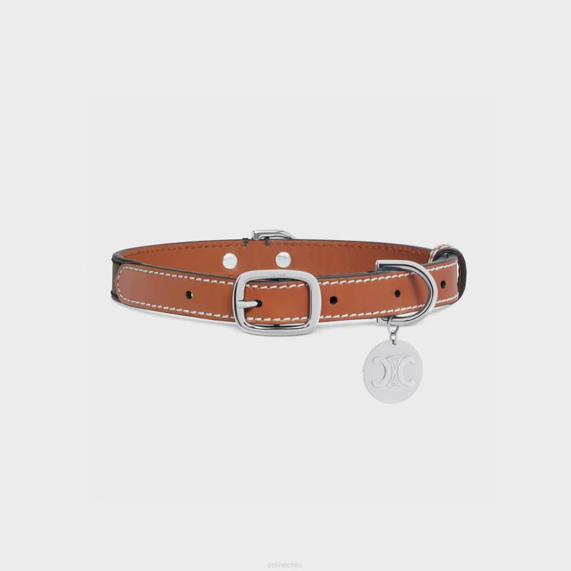 accesorios CELINE collar para perros fino y mediano de lona Triomphe y piel de becerro broncearse hombres NL481766