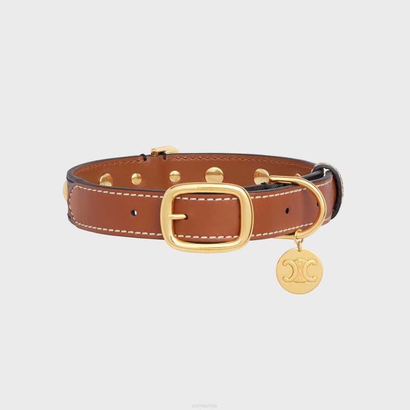 accesorios CELINE collar para perros grande mediano de lona Triomphe y piel de becerro broncearse hombres NL481753