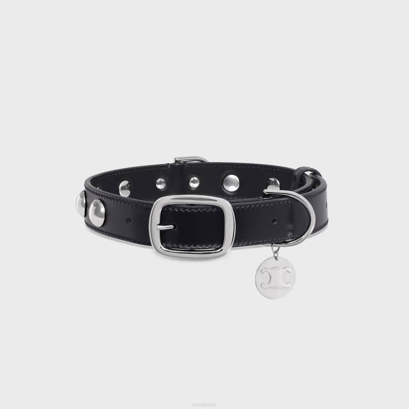 accesorios CELINE collar para perros mediano y ancho de piel de becerro lisa con tachuelas negro hombres NL481746