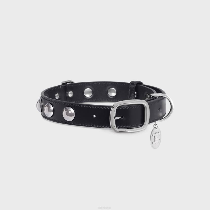accesorios CELINE collar para perros mediano y ancho de piel de becerro lisa con tachuelas negro hombres NL481746