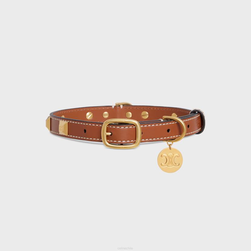 accesorios CELINE collar para perros medio fino de piel de becerro lisa con tachuelas piramidales broncearse hombres NL481730