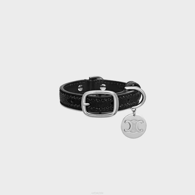 accesorios CELINE collar para perros nano extrafino de ante de becerro con strass negro hombres NL481718