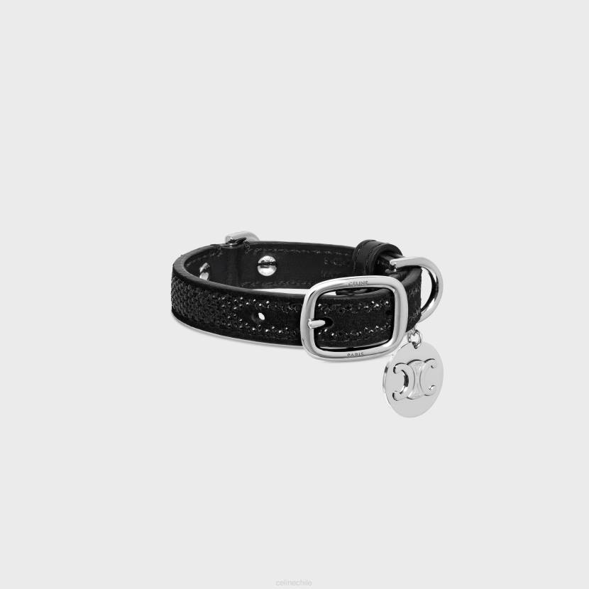 accesorios CELINE collar para perros nano extrafino de ante de becerro con strass negro hombres NL481718