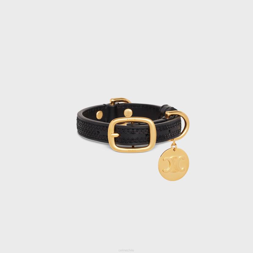 accesorios CELINE collar para perros nano extrafino de lentejuelas y piel de becerro negro hombres NL481720