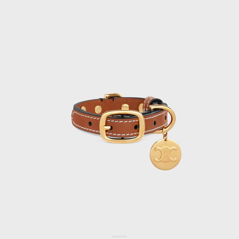 accesorios CELINE collar para perros nano extrafino de lona Triomphe y piel de becerro con tachuelas broncearse hombres NL481751