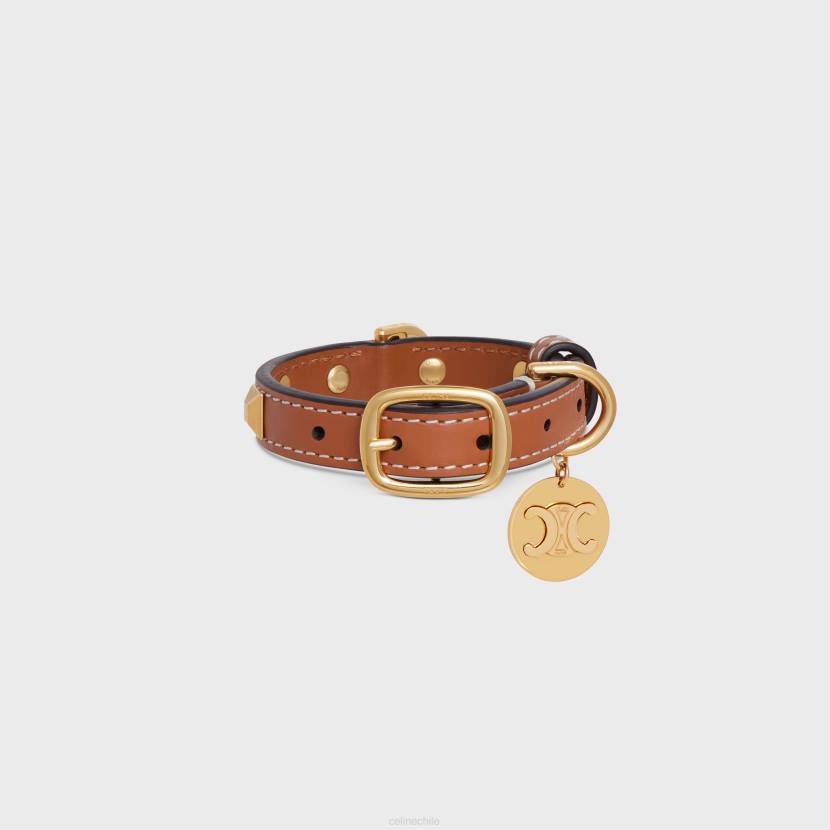 accesorios CELINE collar para perros nano extrafino de piel de becerro lisa con tachuelas piramidales broncearse hombres NL481729