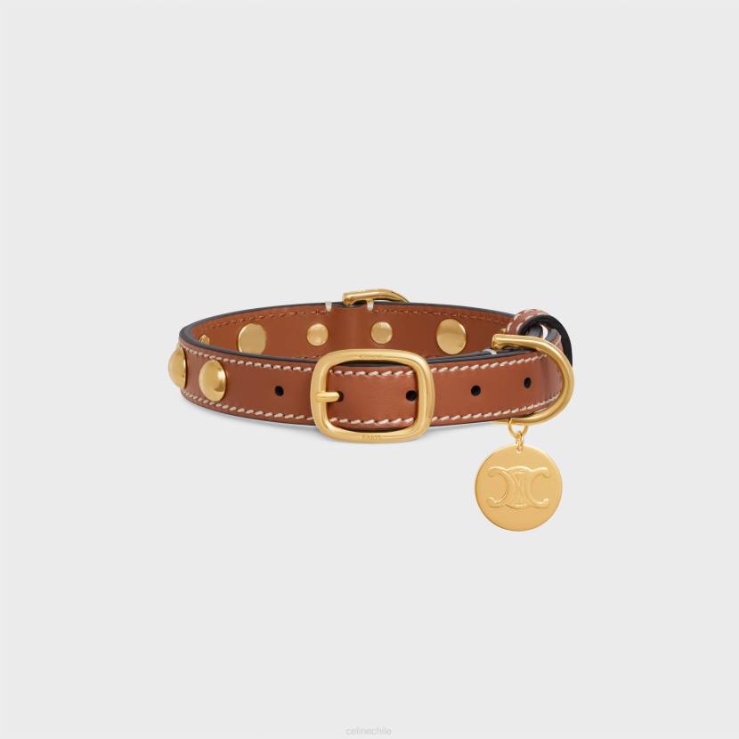 accesorios CELINE collar para perros pequeño y fino de piel de becerro lisa con tachuelas broncearse hombres NL481758
