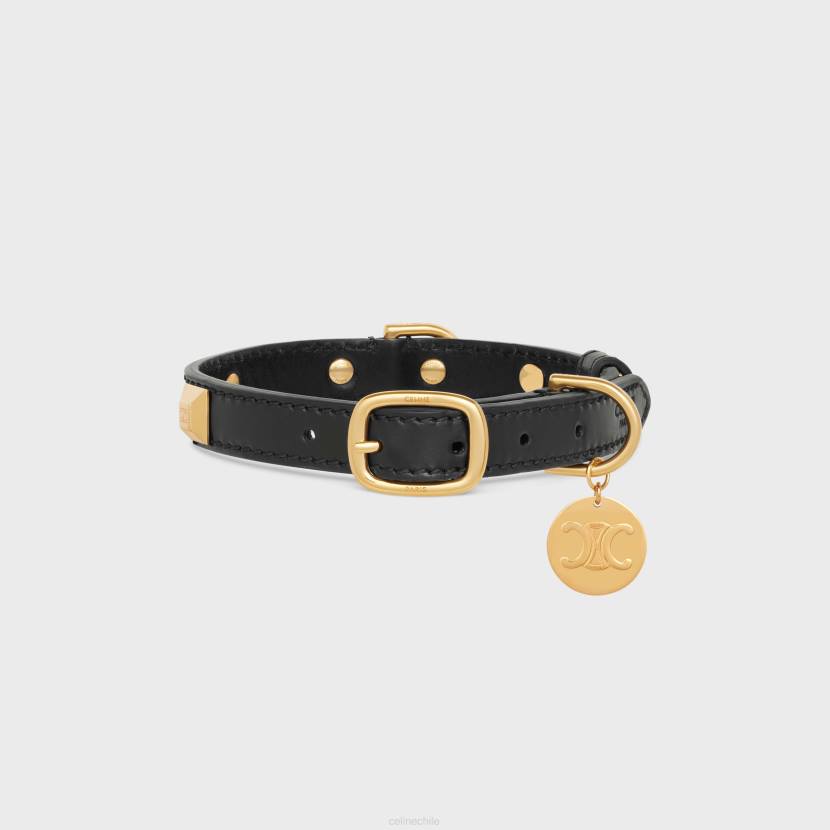 accesorios CELINE collar para perros pequeño y fino de piel de becerro lisa con tachuelas piramidales negro hombres NL481733
