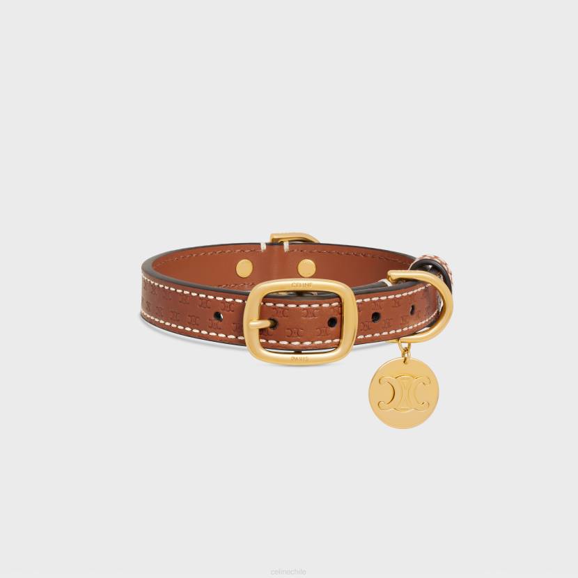 accesorios CELINE collar para perros pequeño y fino de piel de becerro natural con relieve de triunfo broncearse hombres NL481696
