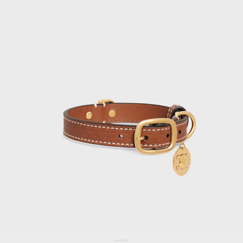 accesorios CELINE collar para perros pequeño y fino de piel de becerro natural con relieve de triunfo broncearse hombres NL481696