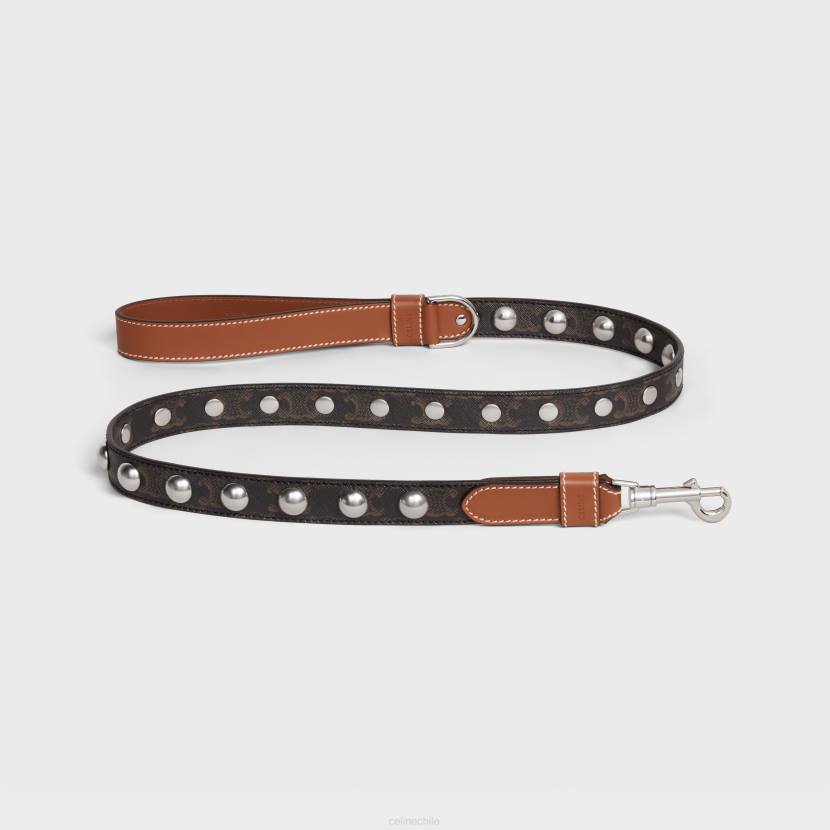 accesorios CELINE Correa ancha para perros de lona Triomphe y piel de becerro con tachuelas broncearse hombres NL481742