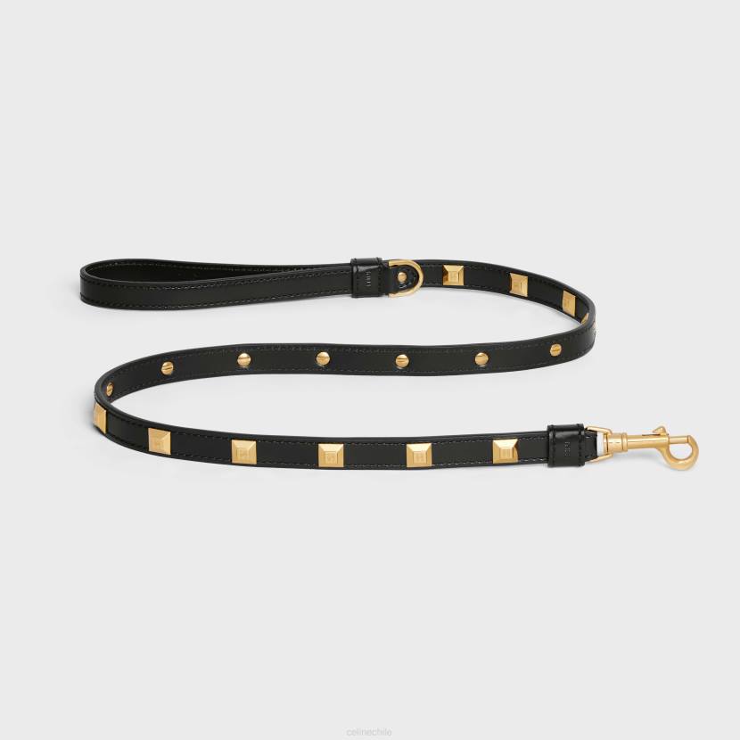accesorios CELINE Correa fina para perros de piel de becerro lisa con tachuelas piramidales negro hombres NL481735