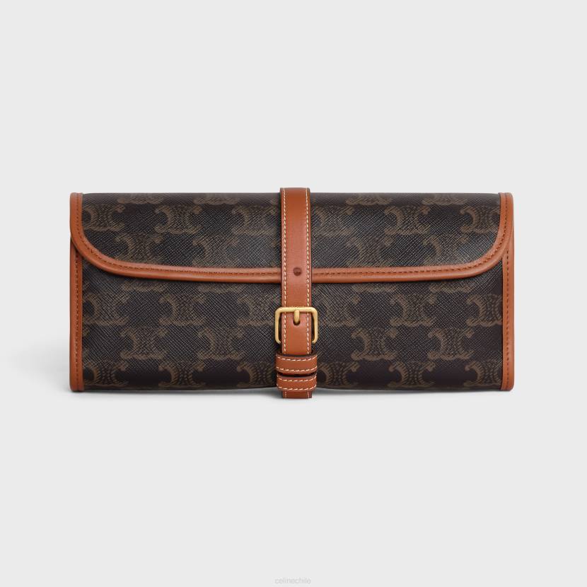 accesorios CELINE Estuche de dominó de lona Triomphe y piel de cordero broncearse hombres NL481667