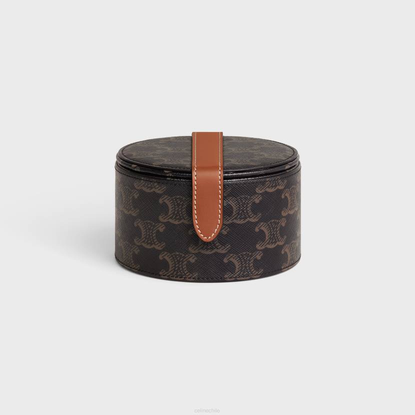 accesorios CELINE Estuche para joyas de lona Triomphe y piel de becerro. broncearse hombres NL481584