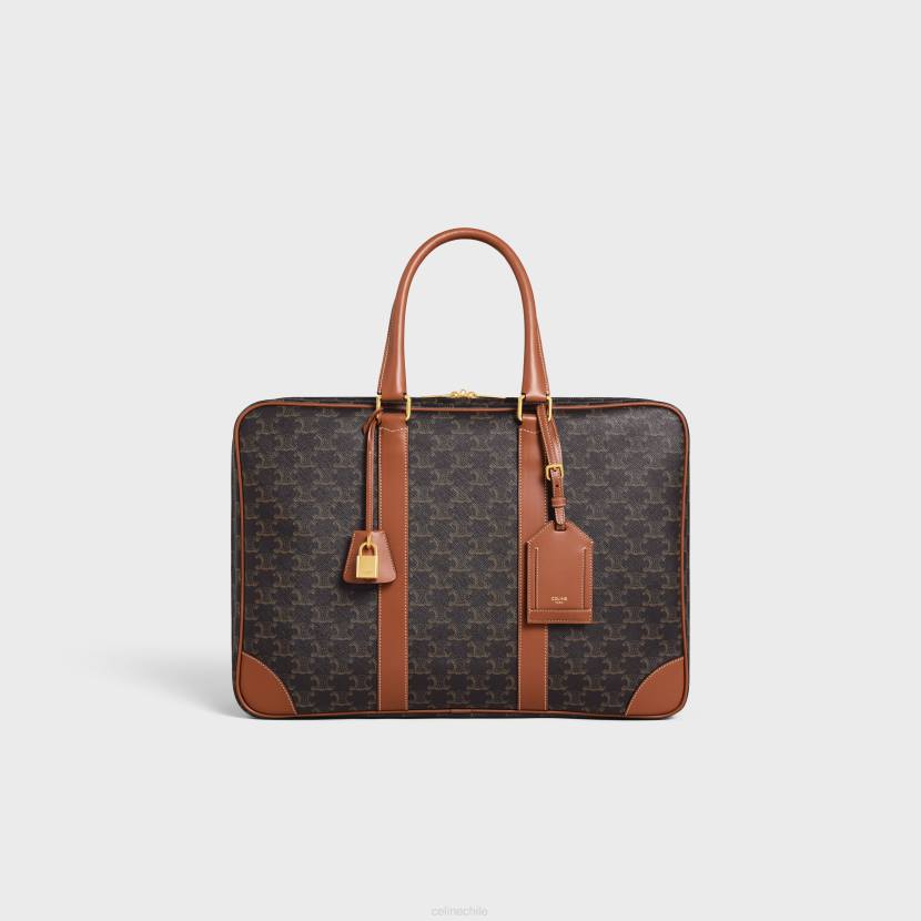 accesorios CELINE Maleta blanda 45 de lona Triomphe y piel de becerro. broncearse hombres NL481629