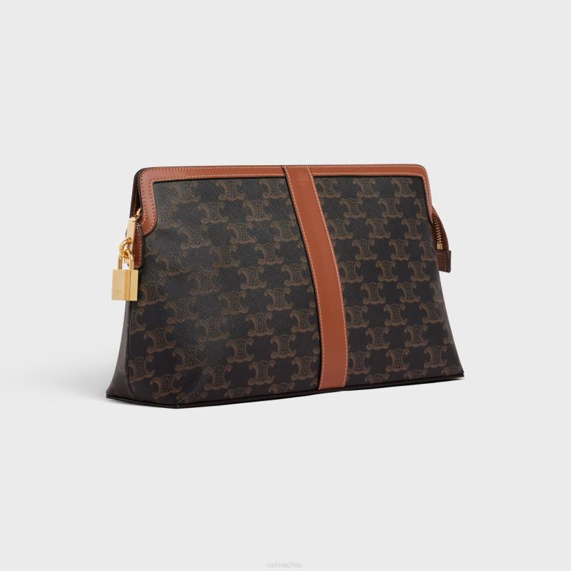 accesorios CELINE Neceser con cerradura de lona Triomphe y piel de becerro broncearse hombres NL481487