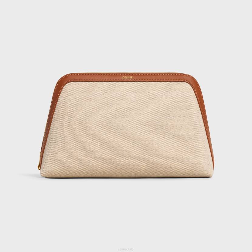 accesorios CELINE Neceser grande para cosméticos de tela y piel de becerro. Bronceado natural hombres NL481577