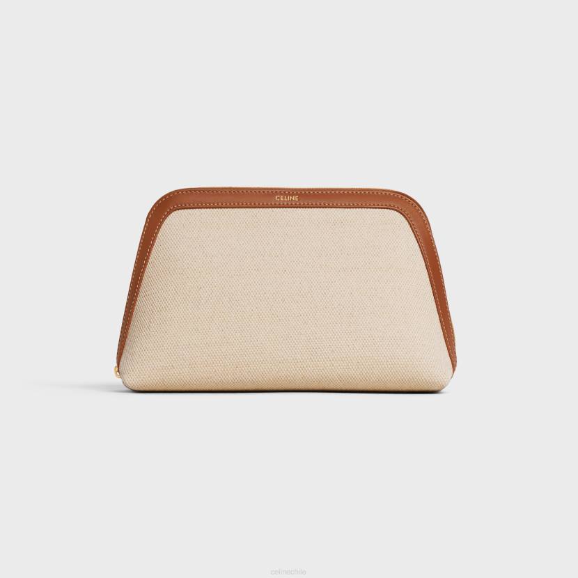 accesorios CELINE Neceser mediano de tela y piel de becerro Bronceado natural hombres NL481578