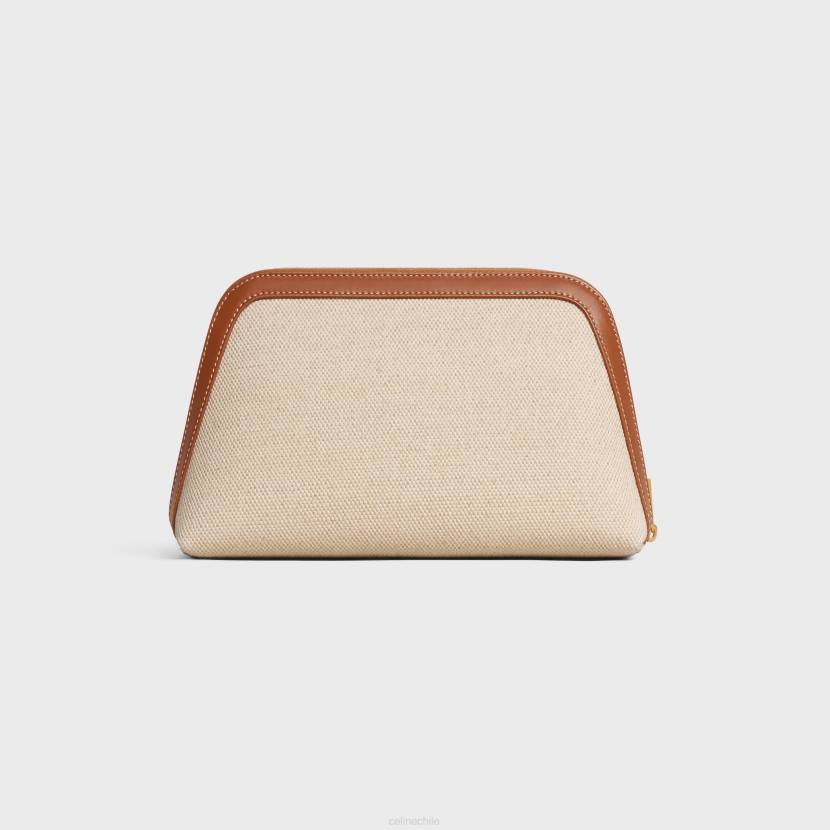 accesorios CELINE Neceser mediano de tela y piel de becerro Bronceado natural hombres NL481578