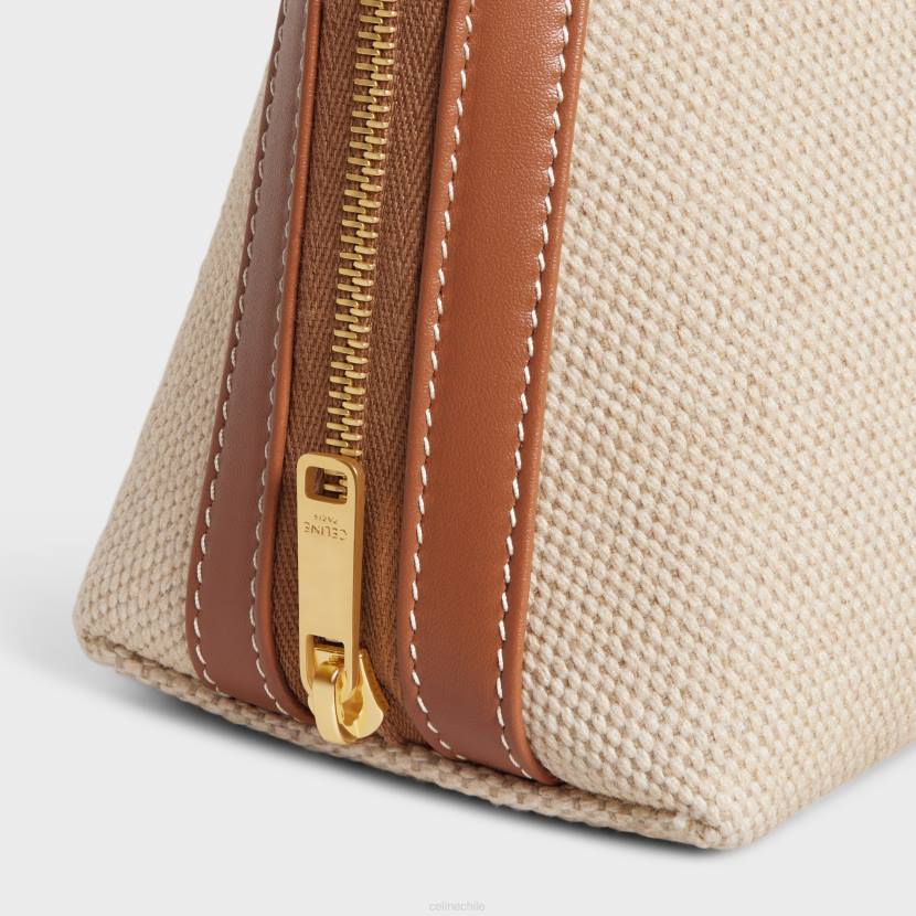 accesorios CELINE Neceser mediano de tela y piel de becerro Bronceado natural hombres NL481578