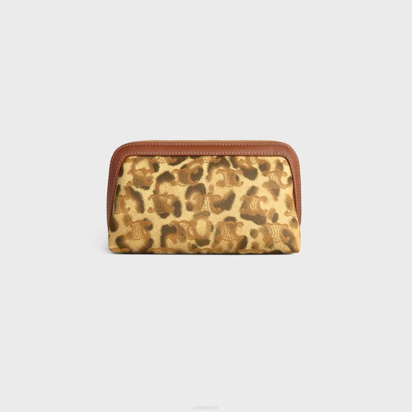accesorios CELINE Neceser pequeño de lona Triomphe con estampado y piel de becerro leopardo hombres NL481569