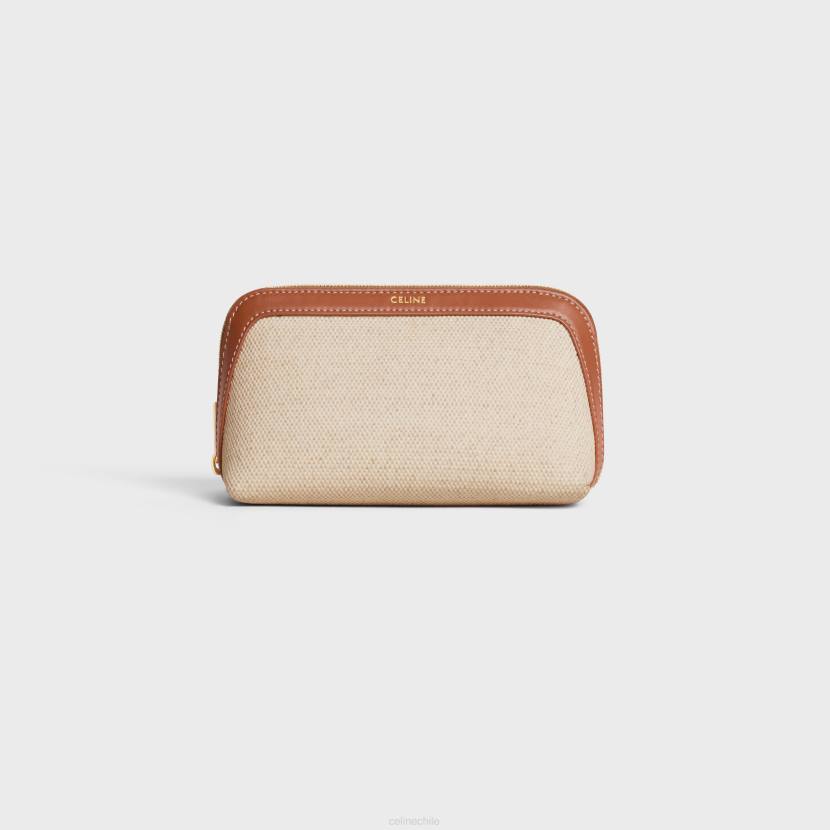 accesorios CELINE Neceser pequeño de tela y piel de becerro. Bronceado natural hombres NL481579
