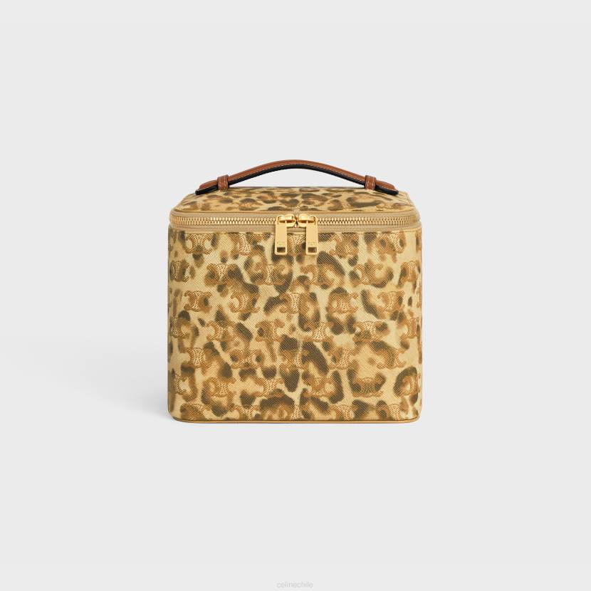 accesorios CELINE neceser cuadrado de lona Triomphe con estampado y piel de becerro leopardo hombres NL481566