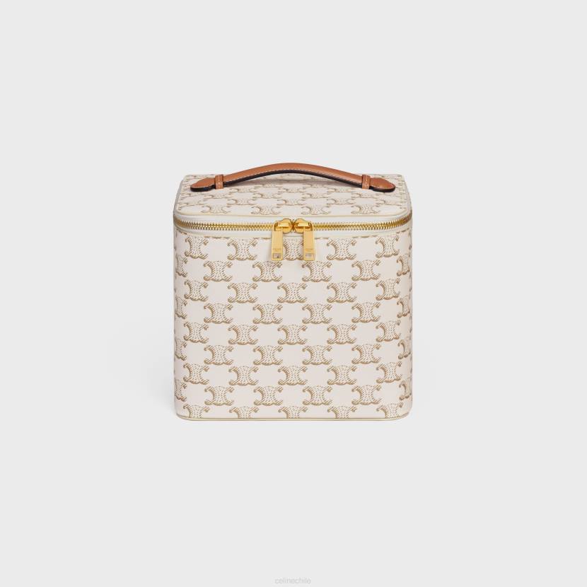 accesorios CELINE neceser de lona Triomphe y piel de becerro blanco hombres NL481581