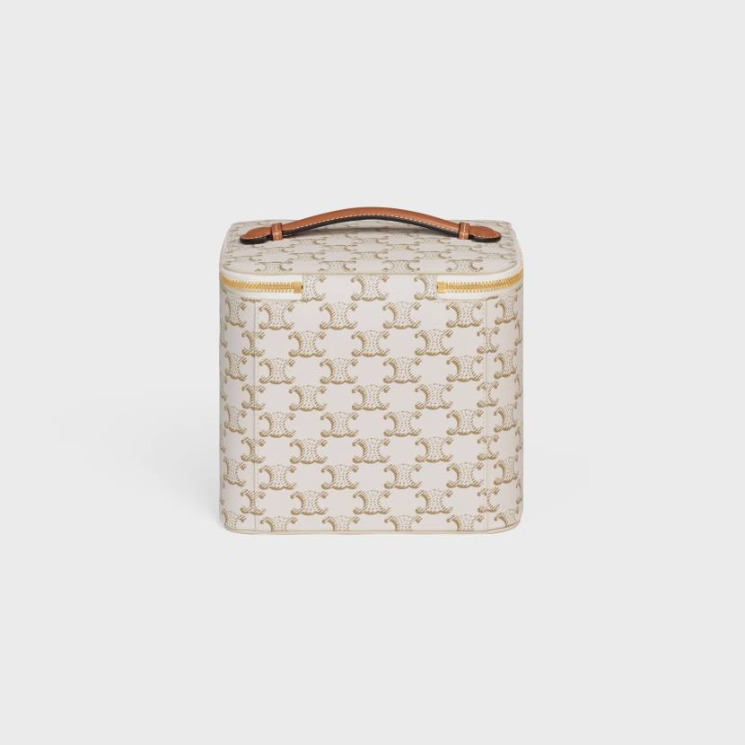 accesorios CELINE neceser de lona Triomphe y piel de becerro blanco hombres NL481581