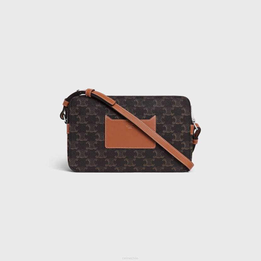 accesorios CELINE bandolera con doble cremallera de lona Triomphe con estampado broncearse hombres NL482081