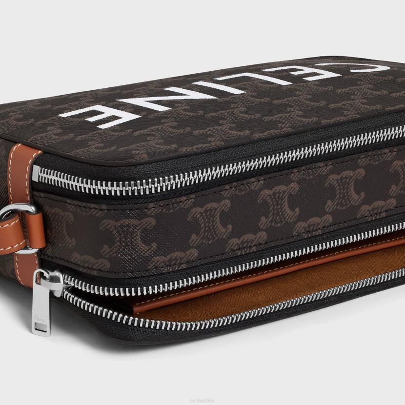 accesorios CELINE bandolera con doble cremallera de lona Triomphe con estampado broncearse hombres NL482081