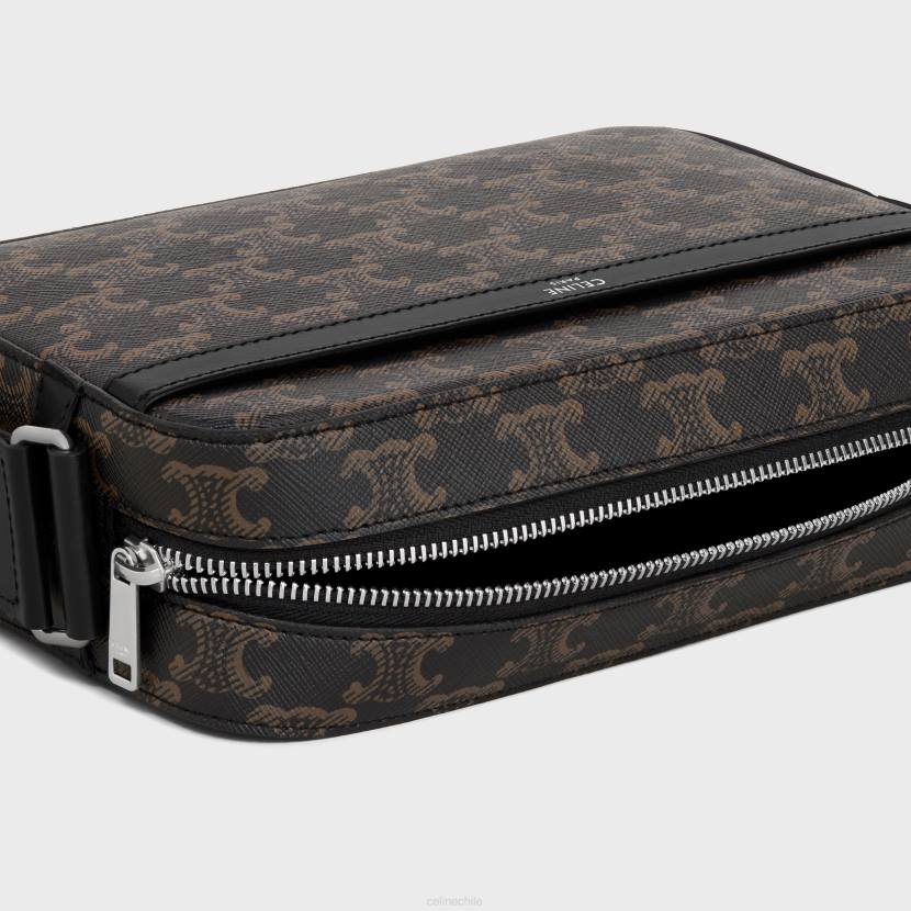 accesorios CELINE bandolera múltiple de lona Triomphe y piel de becerro negro hombres NL482093