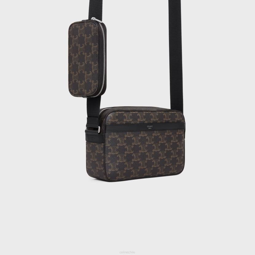 accesorios CELINE bandolera múltiple de lona Triomphe y piel de becerro negro hombres NL482093