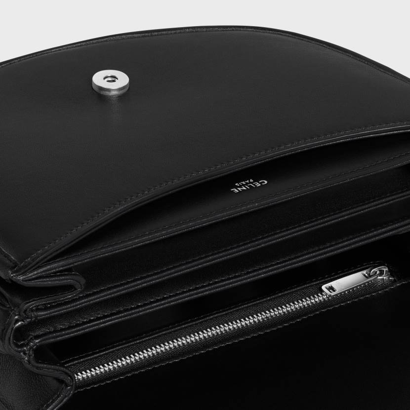 accesorios CELINE besace triomphe mediano de piel de becerro natural flexible negro hombres NL482105