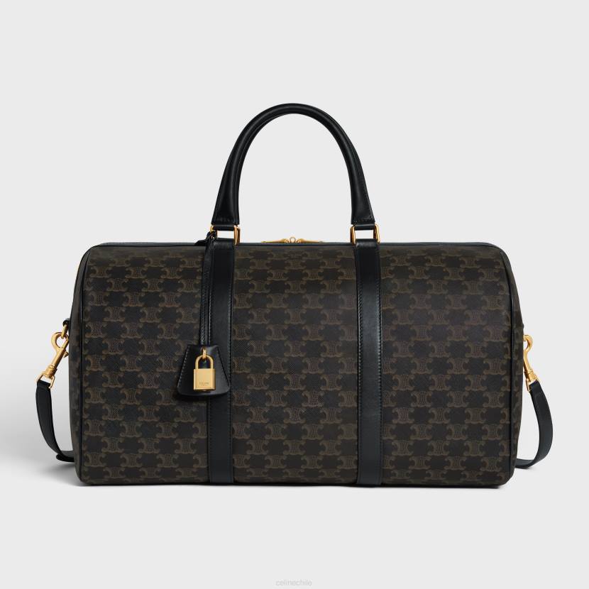 accesorios CELINE bolsa de viaje mediana de lona Triomphe y piel de becerro negro hombres NL482088