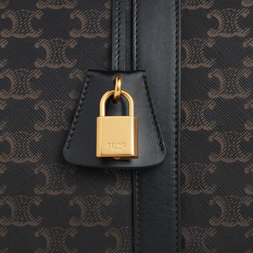 accesorios CELINE bolsa de viaje mediana de lona Triomphe y piel de becerro negro hombres NL482088