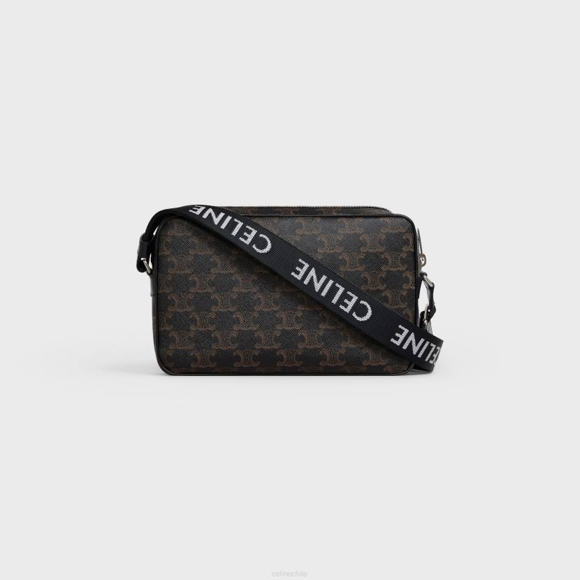accesorios CELINE bolso bandolera mediano de lona Triomphe negro hombres NL482089