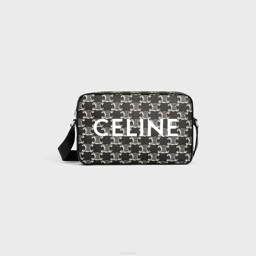 accesorios CELINE bolso bandolera mediano de lona triomphe bicolor con estampado blanco negro hombres NL482082