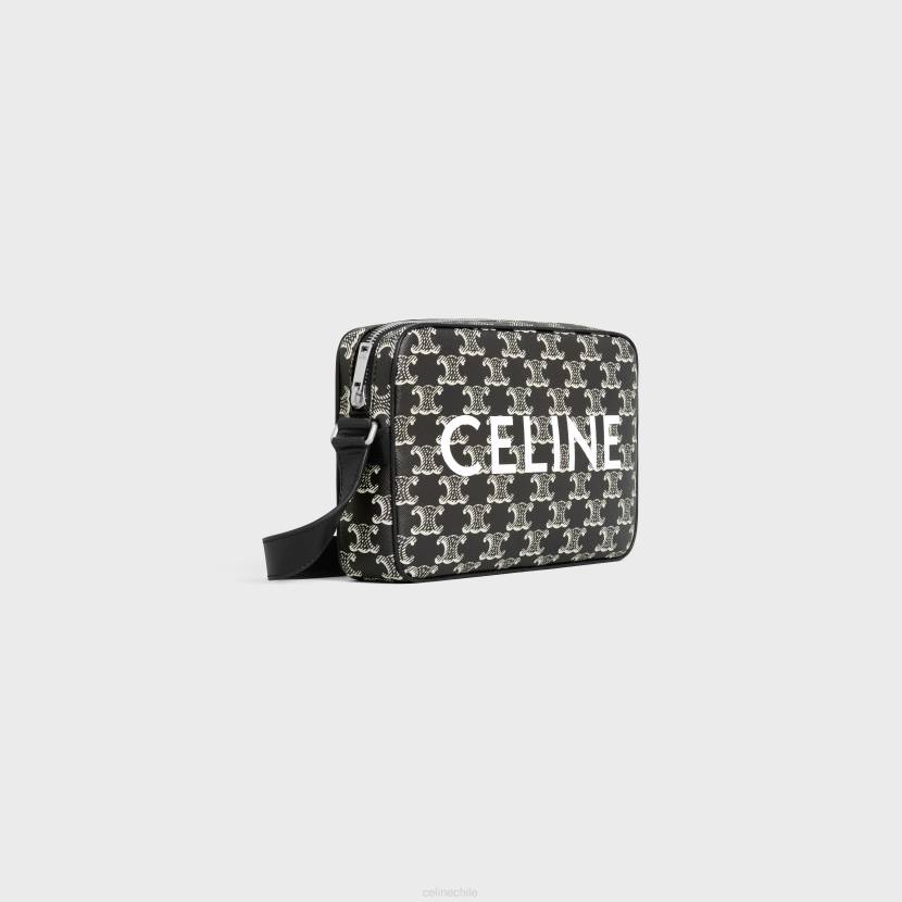 accesorios CELINE bolso bandolera mediano de lona triomphe bicolor con estampado blanco negro hombres NL482082