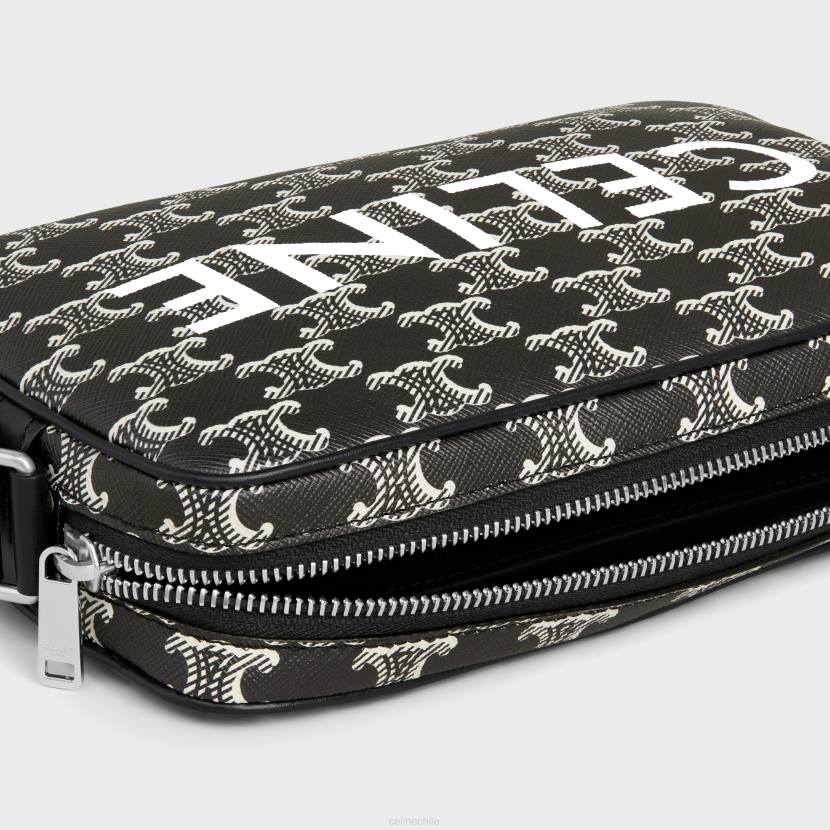 accesorios CELINE bolso bandolera mediano de lona triomphe bicolor con estampado blanco negro hombres NL482082