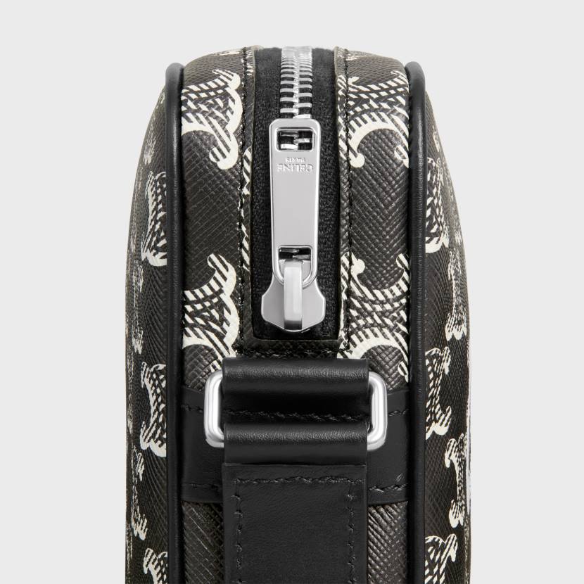 accesorios CELINE bolso bandolera mediano de lona triomphe bicolor con estampado blanco negro hombres NL482082