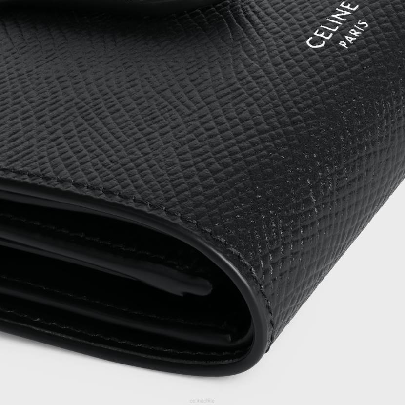 accesorios CELINE cartera con correa fina de piel de becerro granulada negro hombres NL482165