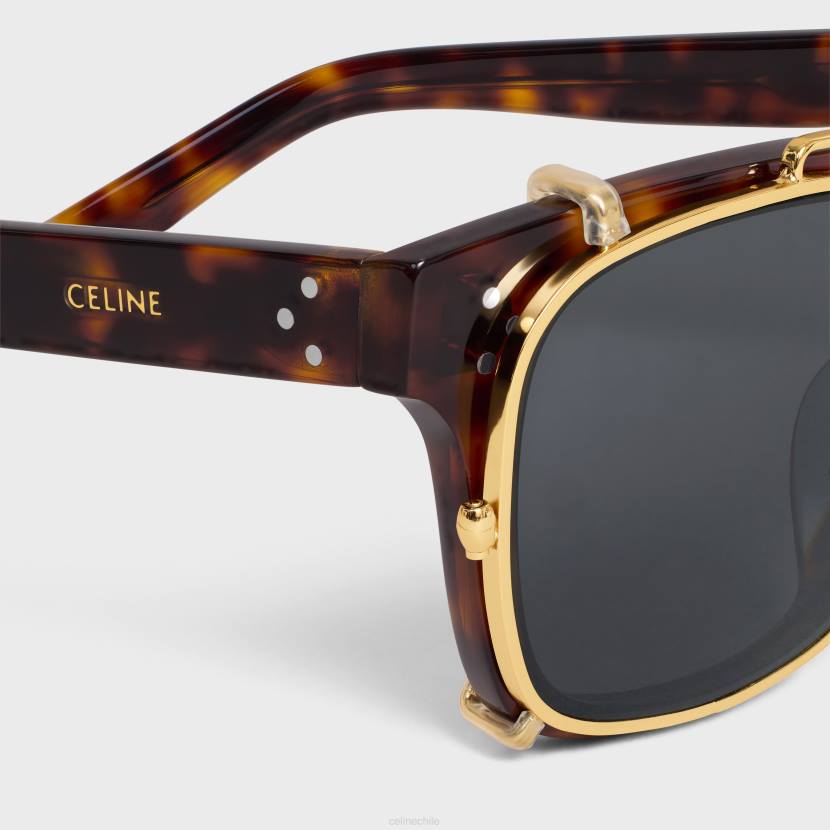 accesorios CELINE Gafas de sol 51 con montura negra de acetato y metal habana roja hombres NL482214