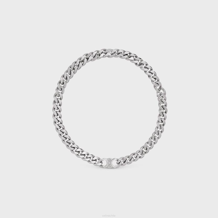 accesorios CELINE Collar Triomphe Gourmette de latón acabado en rodio. plata hombres NL482277