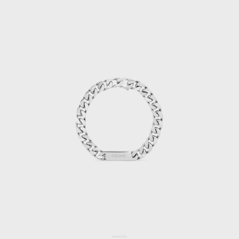 accesorios CELINE pulsera gourmette de latón acabado en rodio plata hombres NL482281
