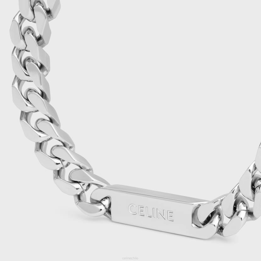 accesorios CELINE pulsera gourmette de latón acabado en rodio plata hombres NL482281
