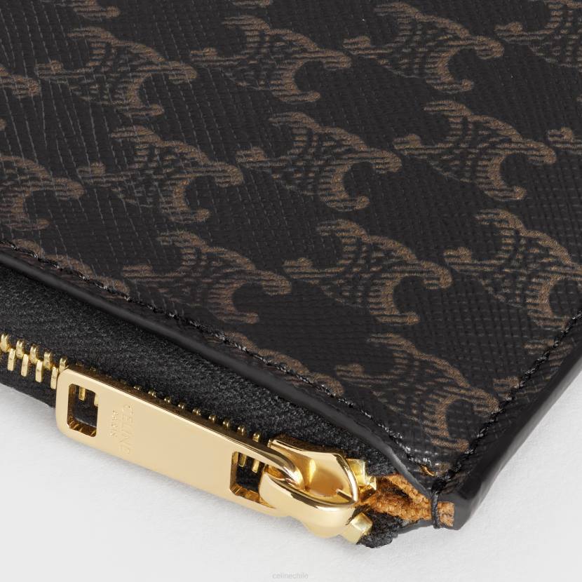 accesorios CELINE bolso con cremallera y tarjetero extraíble de lona Triomphe y piel de cordero broncearse hombres NL482128