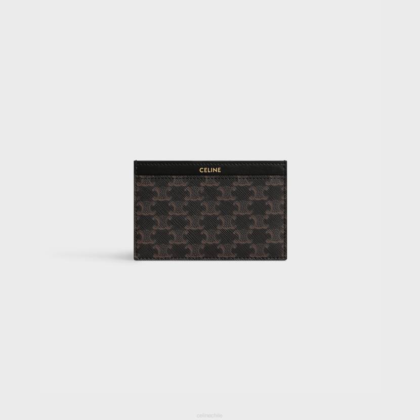 accesorios CELINE tarjetero de lona Triomphe y piel de becerro negro hombres NL482131