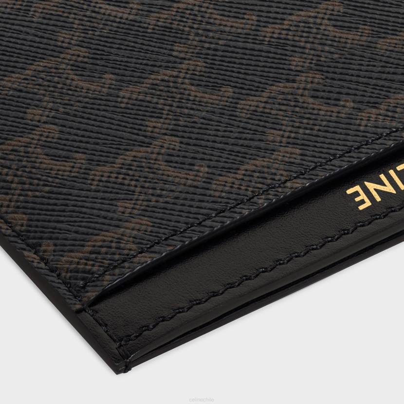 accesorios CELINE tarjetero de lona Triomphe y piel de becerro negro hombres NL482131